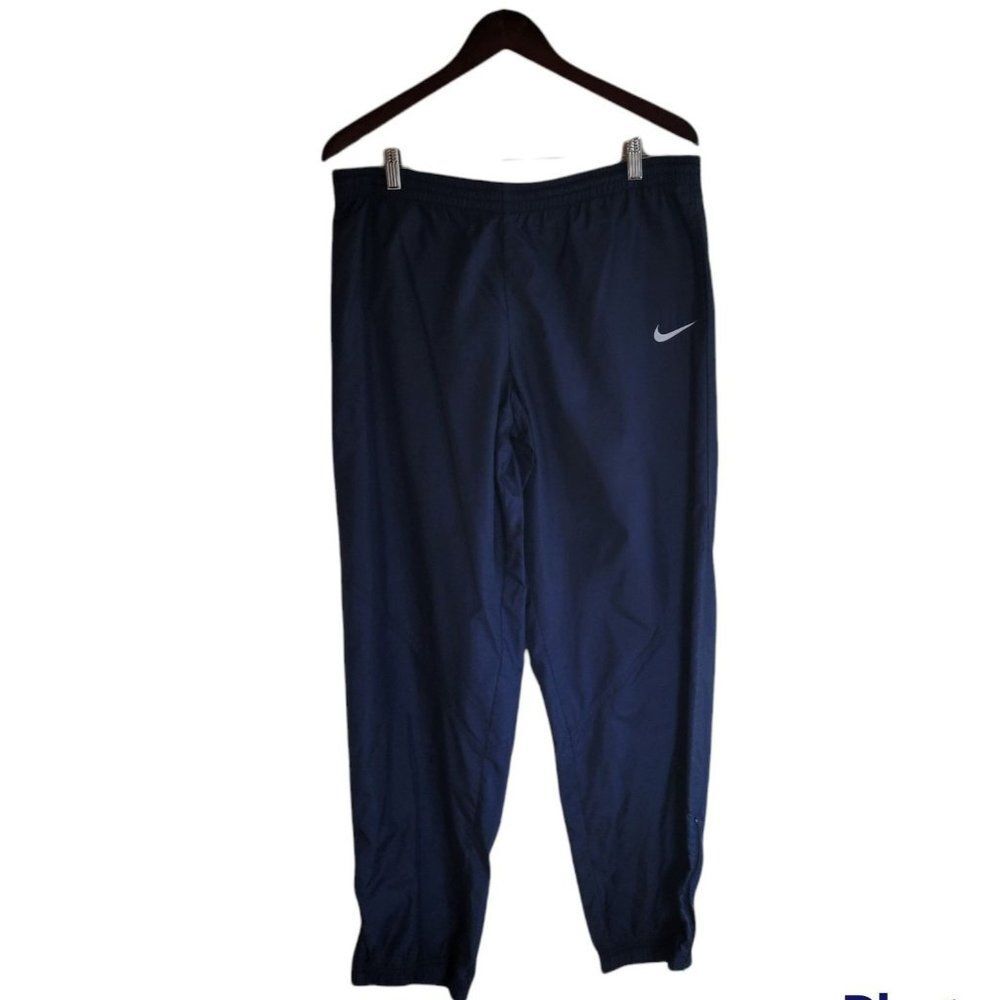 Nike Men's Pants Navy Blue XL Track Pants Dri-Fit Pull On Elastic Waist